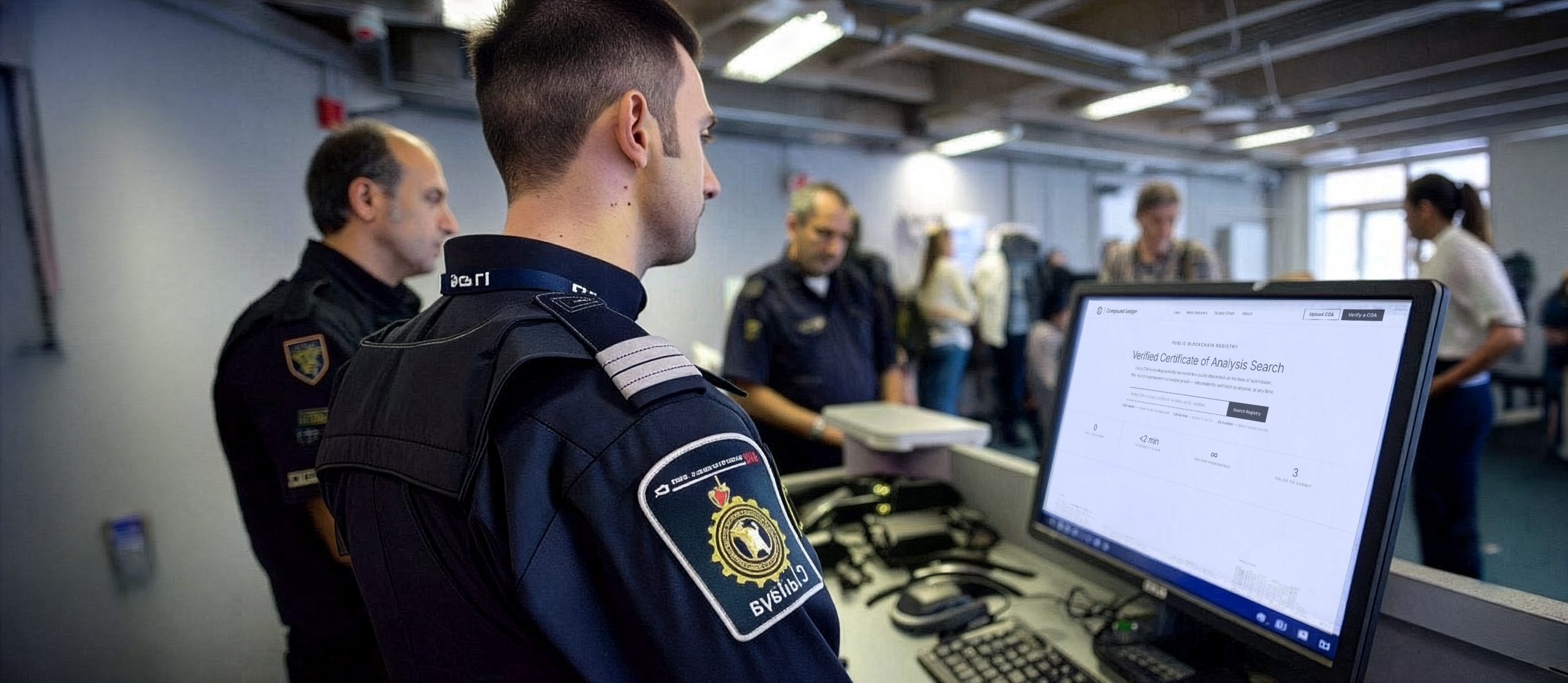Customs officer verifying COA